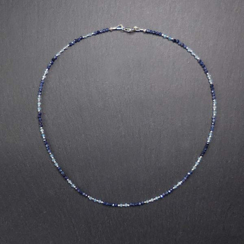 Saphirkette mit Aquamarin und Silber